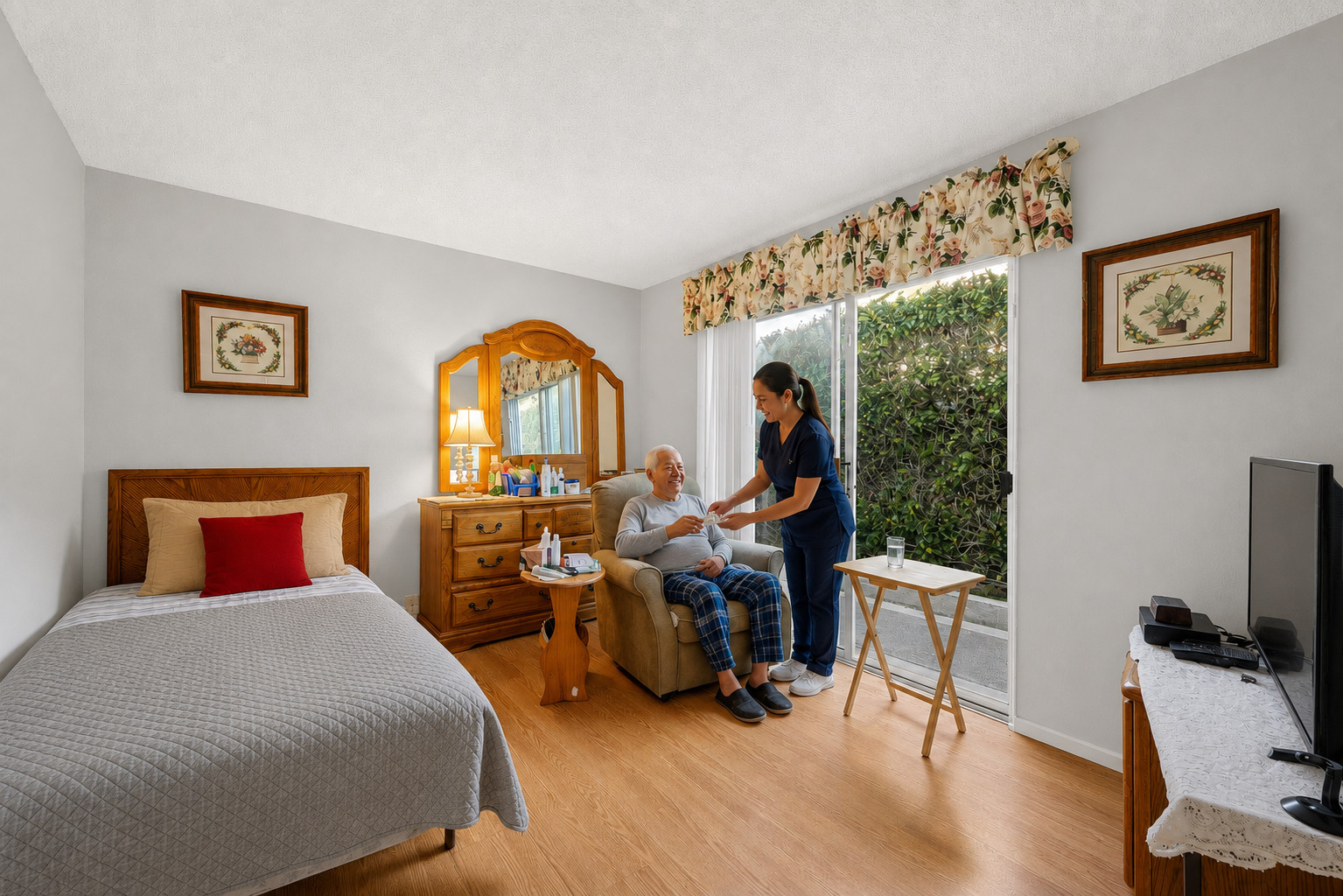 San Giovanni resident room; people shown are staged for privacy