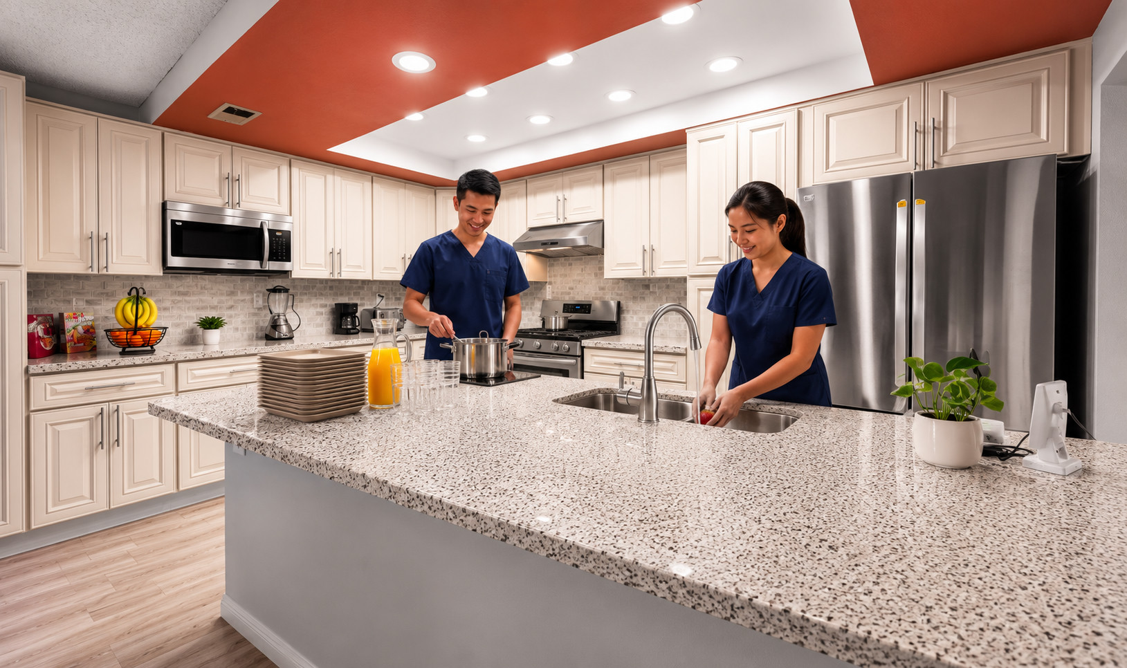 San Giovanni kitchen; staff shown are staged for privacy